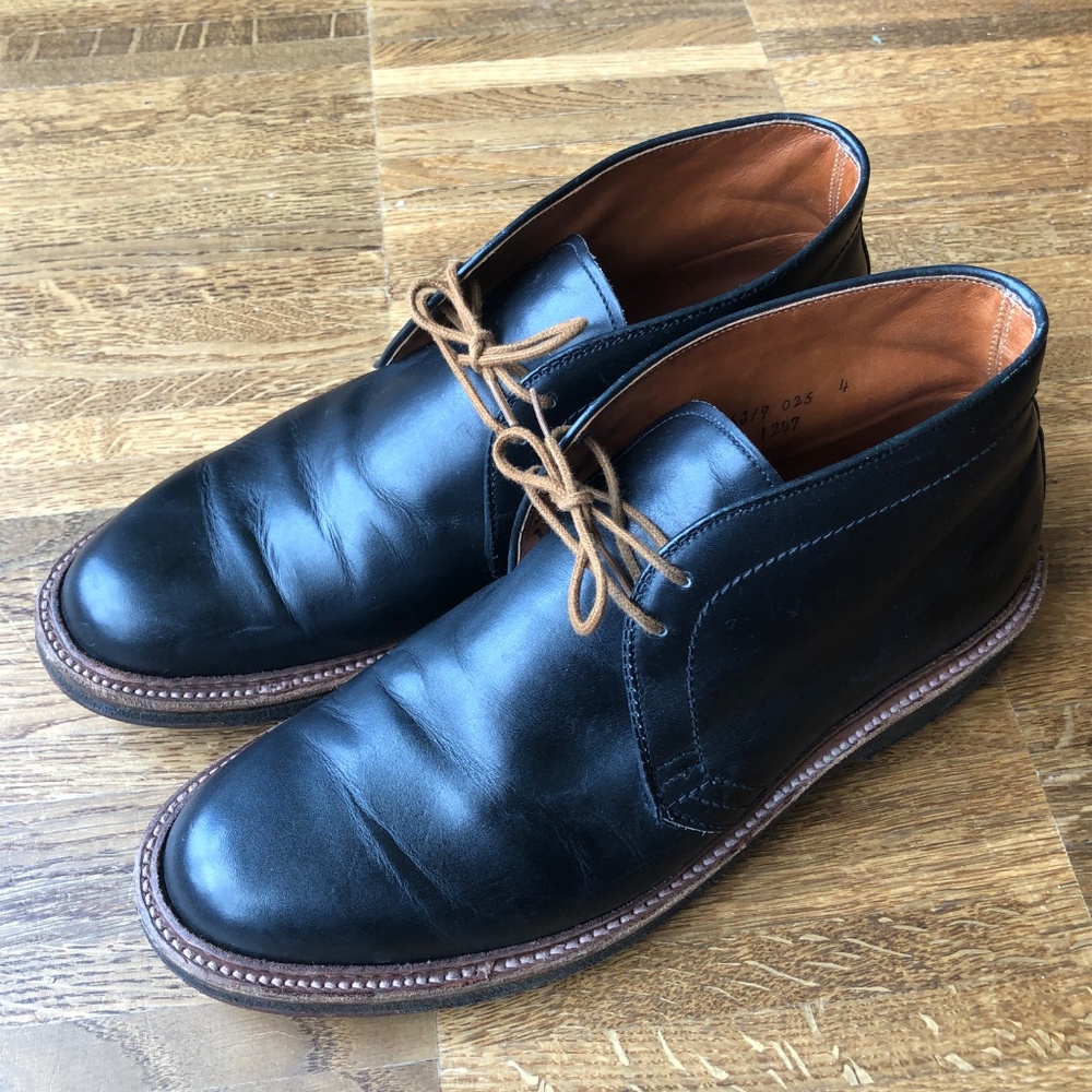 Alden Chukka Boots Size 9 B/D Smooth Matte Black Leather - Picture 12 of 13